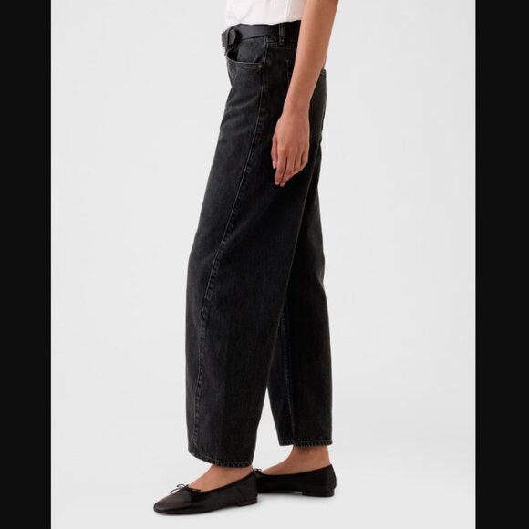 NWT High Rise Barrel Jeans Color Black - Picture 3 of 4